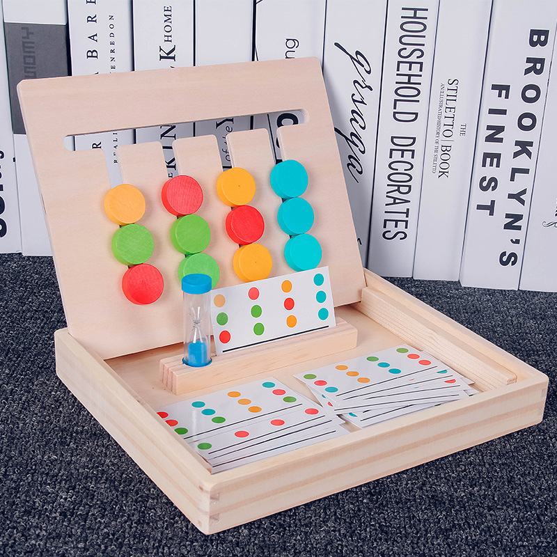 Wooden Montessori Teaching Aids 0.5 Four-Color Game Enlightenment Logical Thinking Orientation Training Puzzle Early Childhood Educational Toys