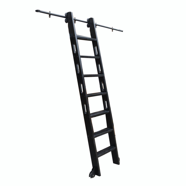 书架梯子活移动木质直梯家用扶梯滑道图书馆轨道书柜阁楼楼梯