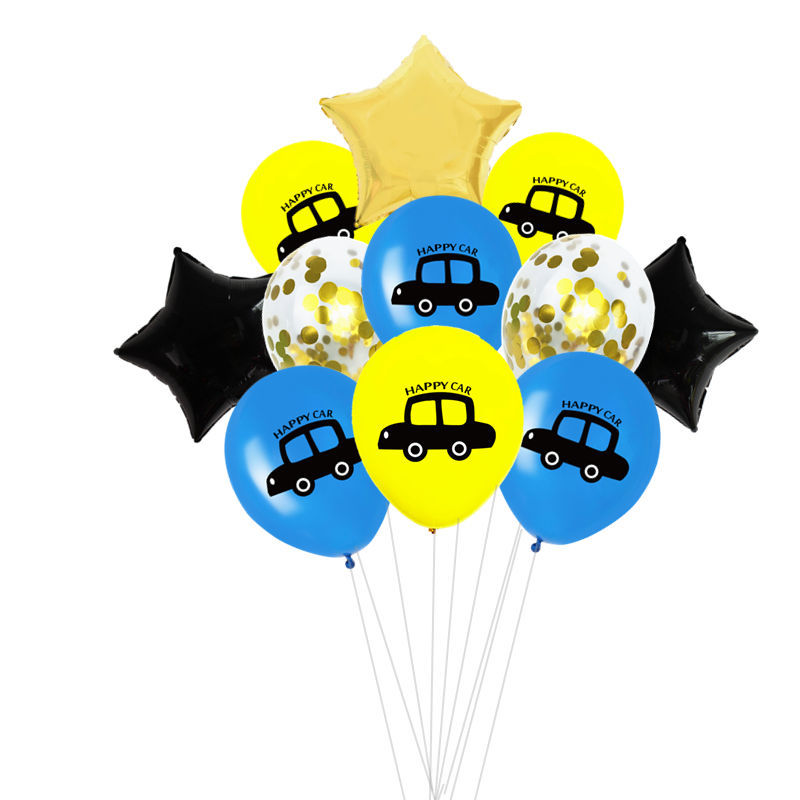 跨境 12寸彩色卡通小汽车乳胶气球 儿童主题生日派对装饰气球
