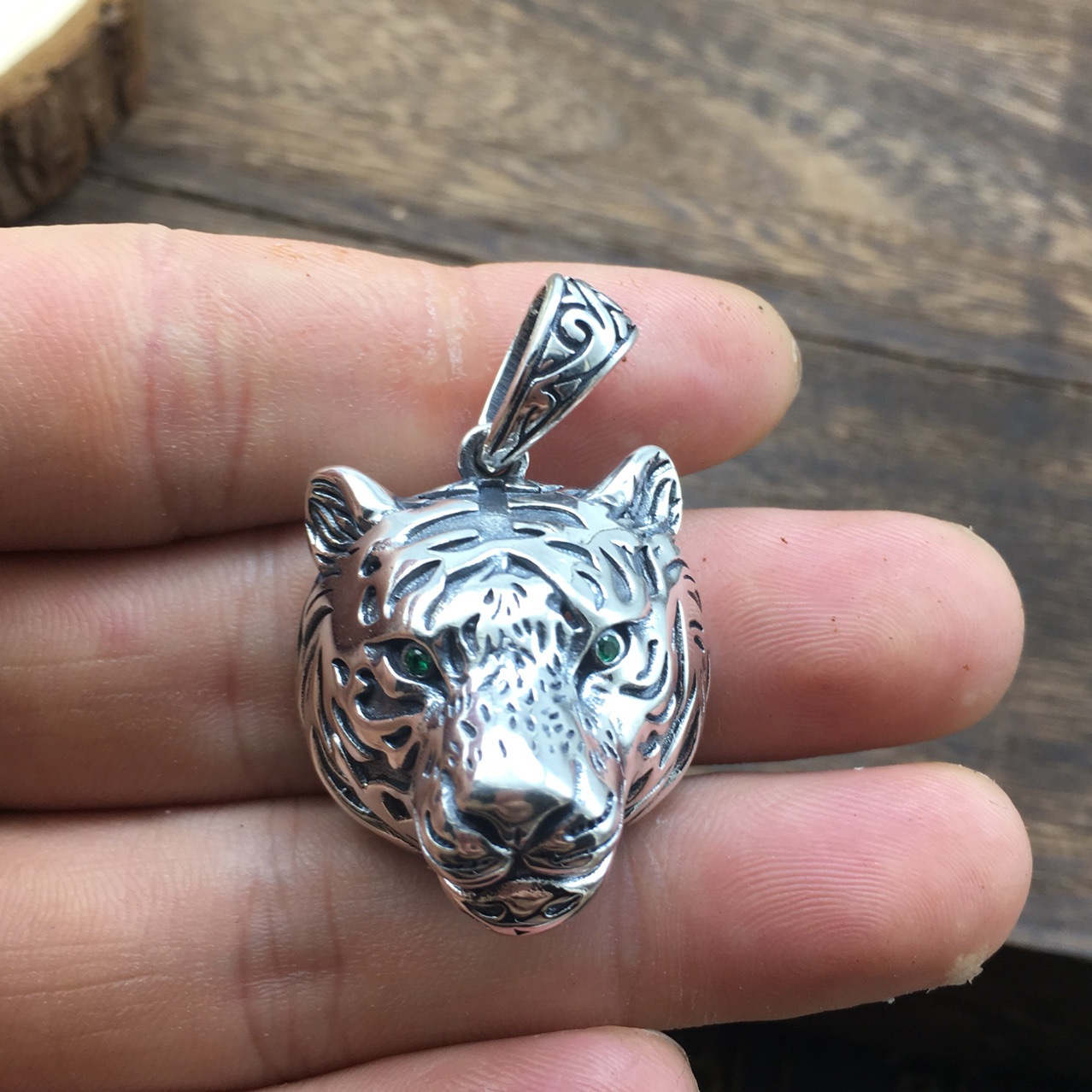 抖音同款s925个性潮人白虎挂坠霸气老虎头吊坠男纯银时尚男友送礼