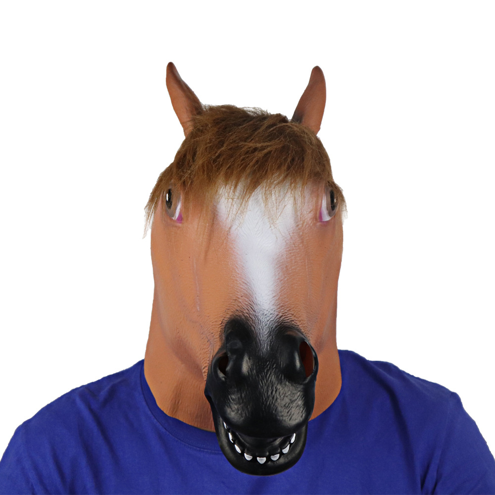 马头面具 动物头套 江南style犬马君 万圣节棕马面具乳胶面具批发-阿