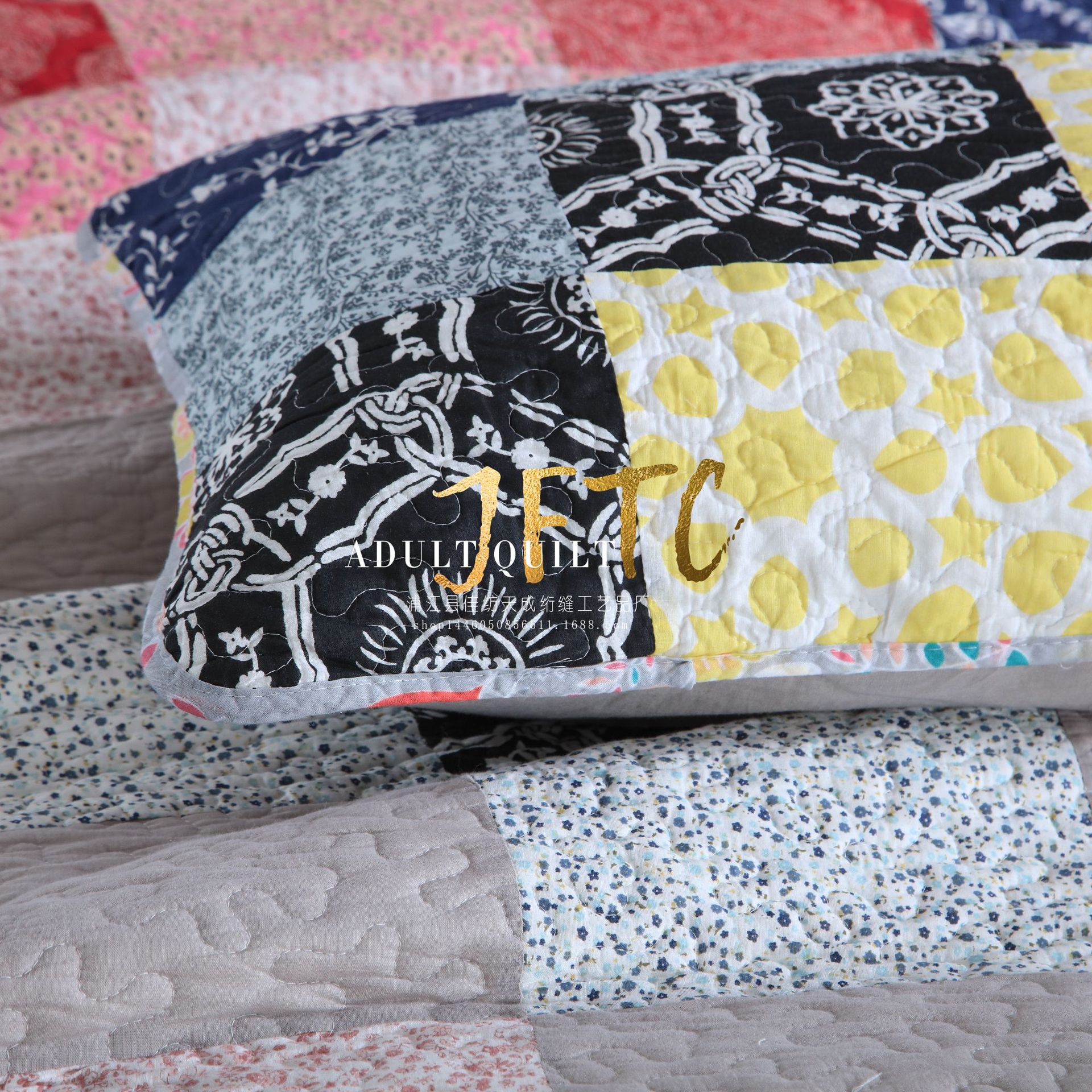 新品外贸美式拼布绗缝被全棉韩国床盖欧式空调被夏凉被床单三件套