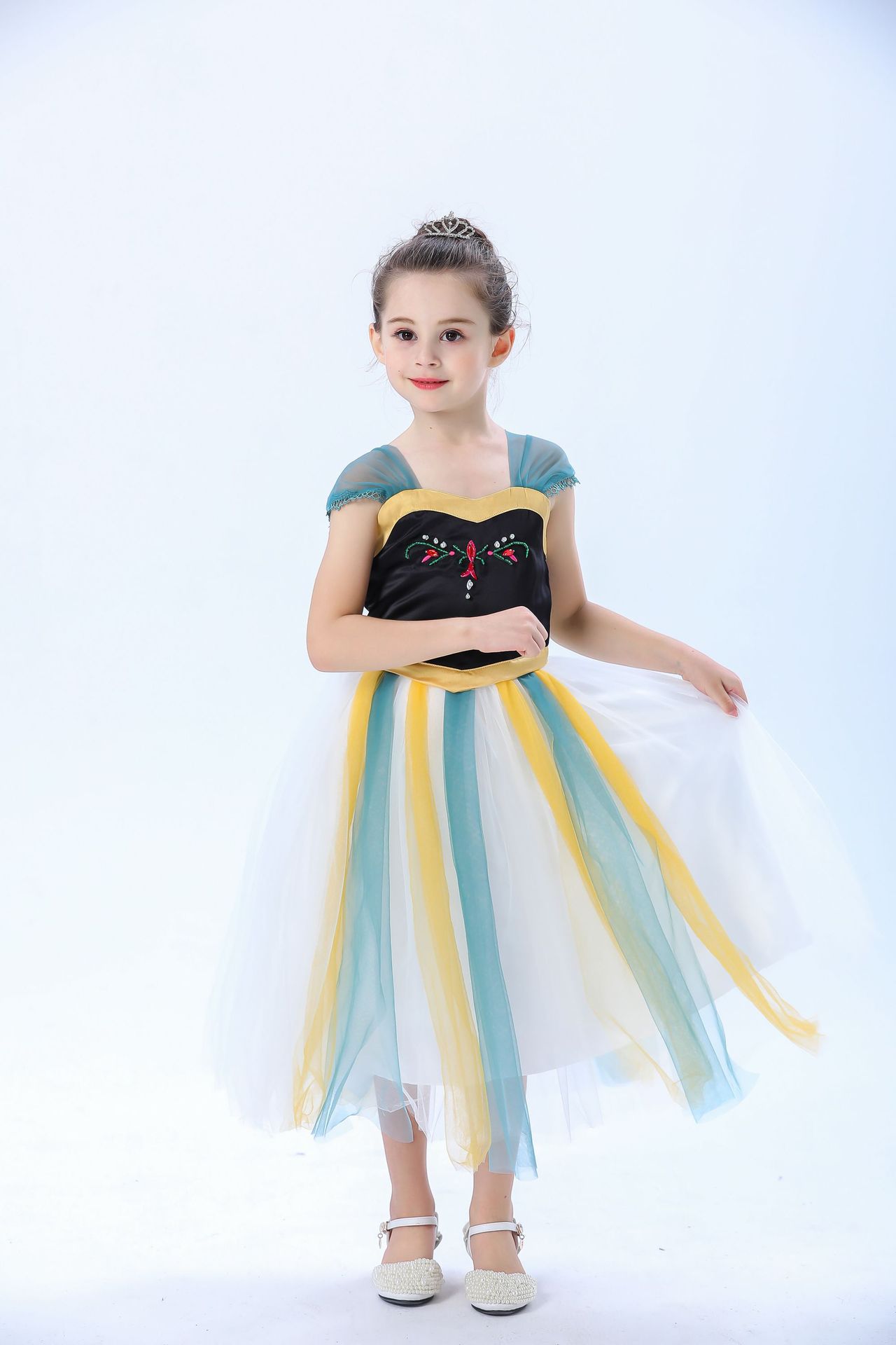 新款冰雪奇缘安娜公主裙女童连衣裙万圣节圣诞节演出礼服一件代发