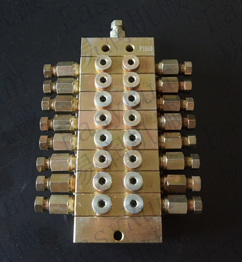 冲床分油器16点递进式黄油分配器搅拌站油脂分配器一进16出油孔位