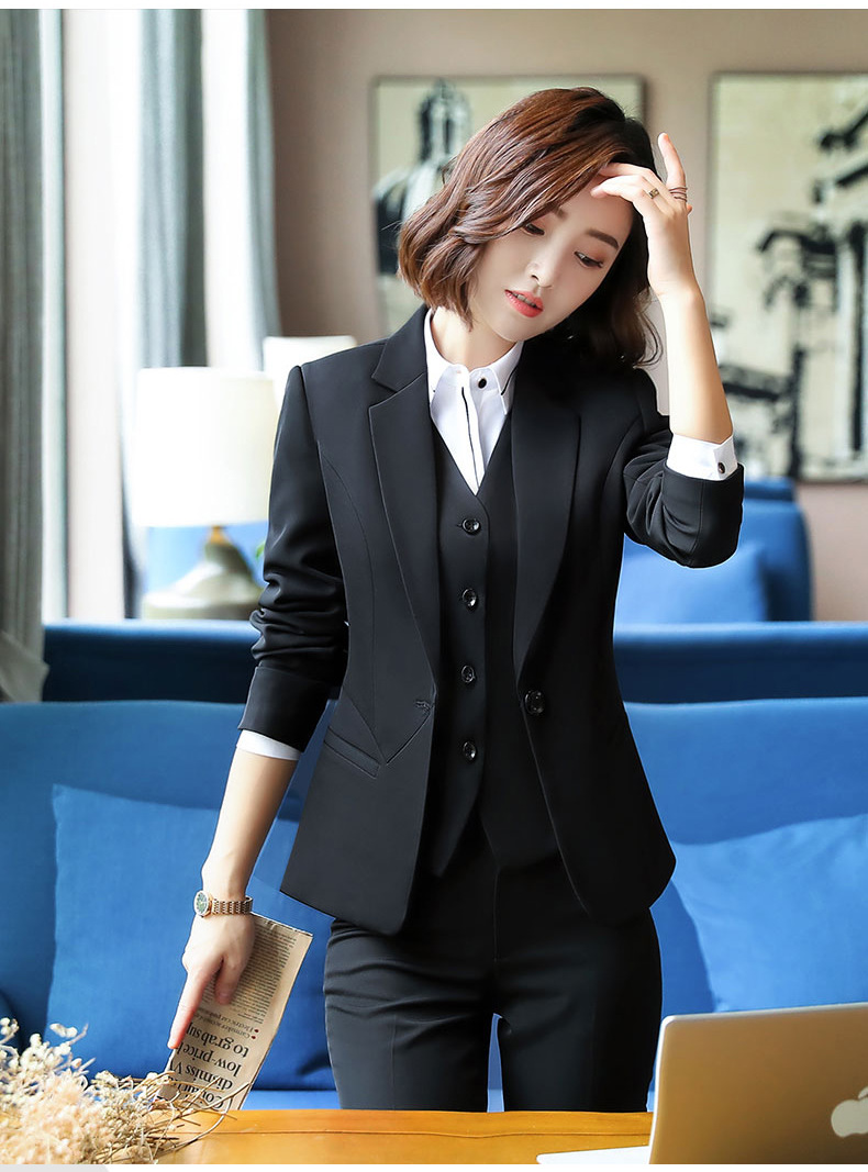 秋冬新款时尚帅气一粒扣胸袋经典款毕业面试正装职业装套装