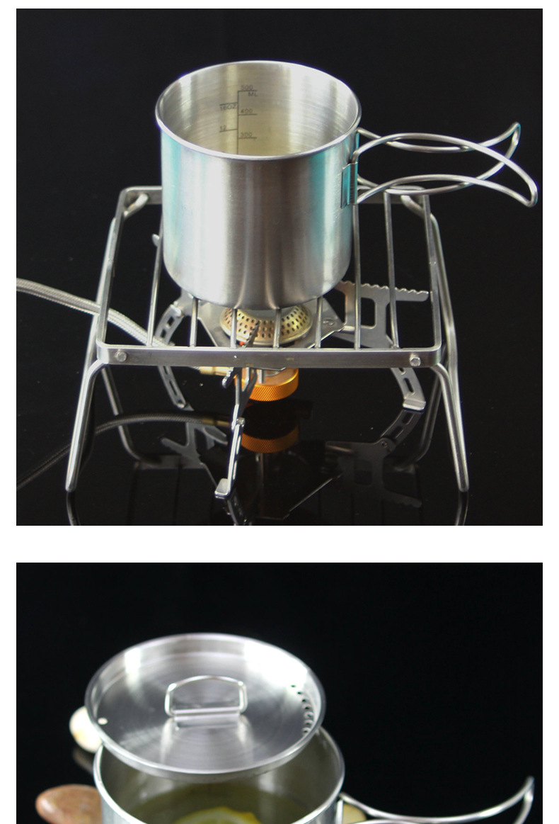 户外304不锈钢野营水杯野炊烧水口杯600ml带手柄可折叠便携咖啡杯