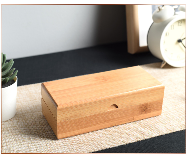 竹木长方形眼睛收纳盒 复古简约物品礼品收藏盒 竹制手表礼品盒子
