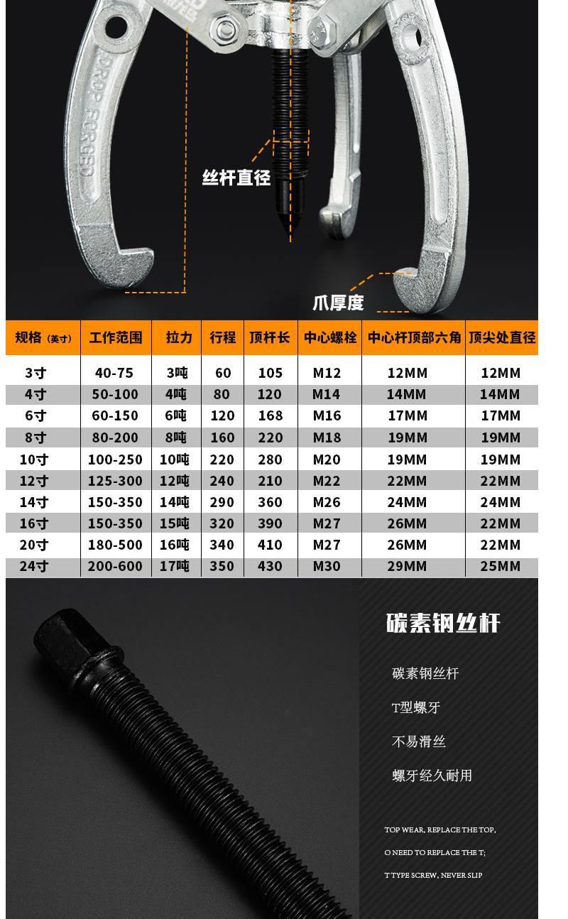 银龙岛 三爪拉马二爪轮胎轴承拆卸工具 多功能小型拉拔拉码拔轮器