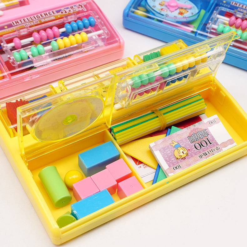 小怪才3063 儿童智力学具盒 小学生学具套装 八合一教具 课堂教具