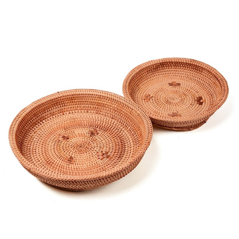 越南纯手工藤编果盘 果篮 点心糖果零食干果盘 桌面杂物文具收纳