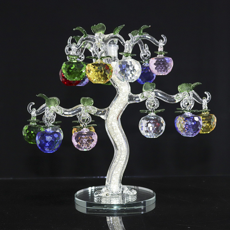 高档水晶苹果树招财摇钱树客厅电视酒柜装饰结婚礼物家居乔迁摆件