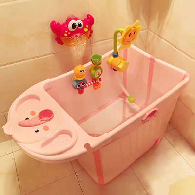 婴儿折叠浴盆儿童沐浴桶大号超大可坐宝宝洗澡盆泡澡桶洗澡桶小孩