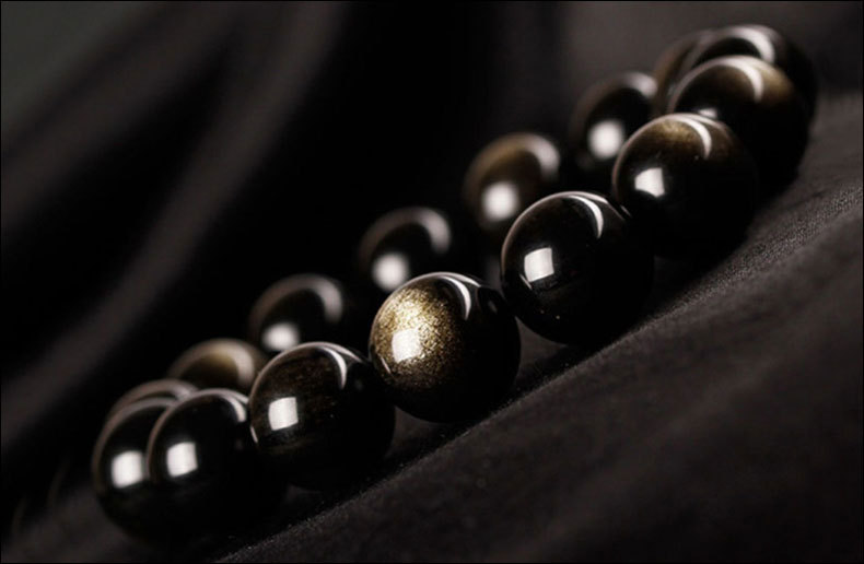 初沐 金沙黑曜石手串批发