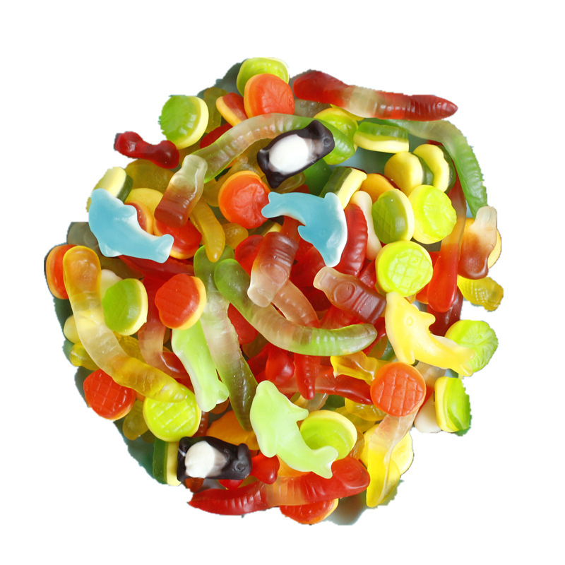 批发多款彩色橡皮糖2斤q软糖儿童零食果味糖果蛋糕装饰糖摆摊货源