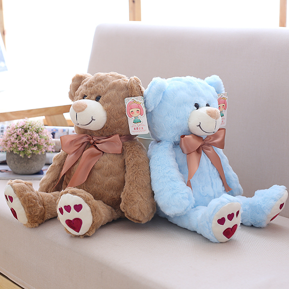 爱心熊公仔丝带蝴蝶结可爱小熊布娃娃玩偶抱枕女生生日情人节礼物