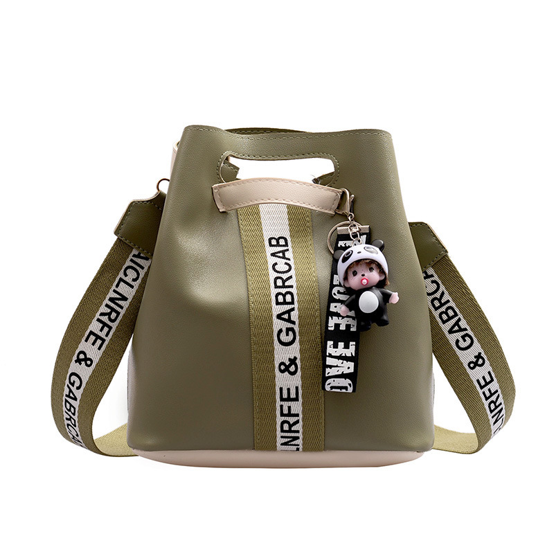 Women's Bag 2019 New Popular Broadband Shoulder Messenger Bag Korean Style Large Capacity Casual Contrast Color Bucket Bag
