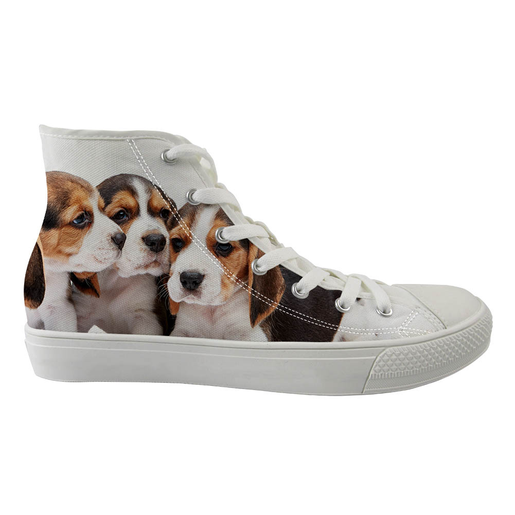 一件代发新款萌犬狗狗来图定制帆布鞋休闲学生高帮帆布鞋跨境板鞋