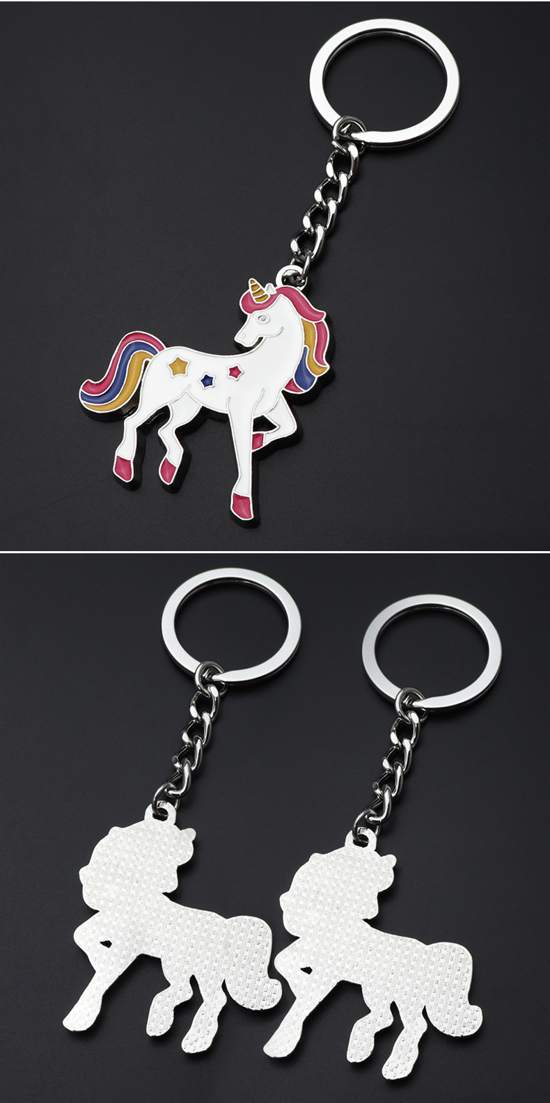 金属钥匙扣卡通独角兽钥匙扣女士汽车小马挂件创意烤漆礼品赠送