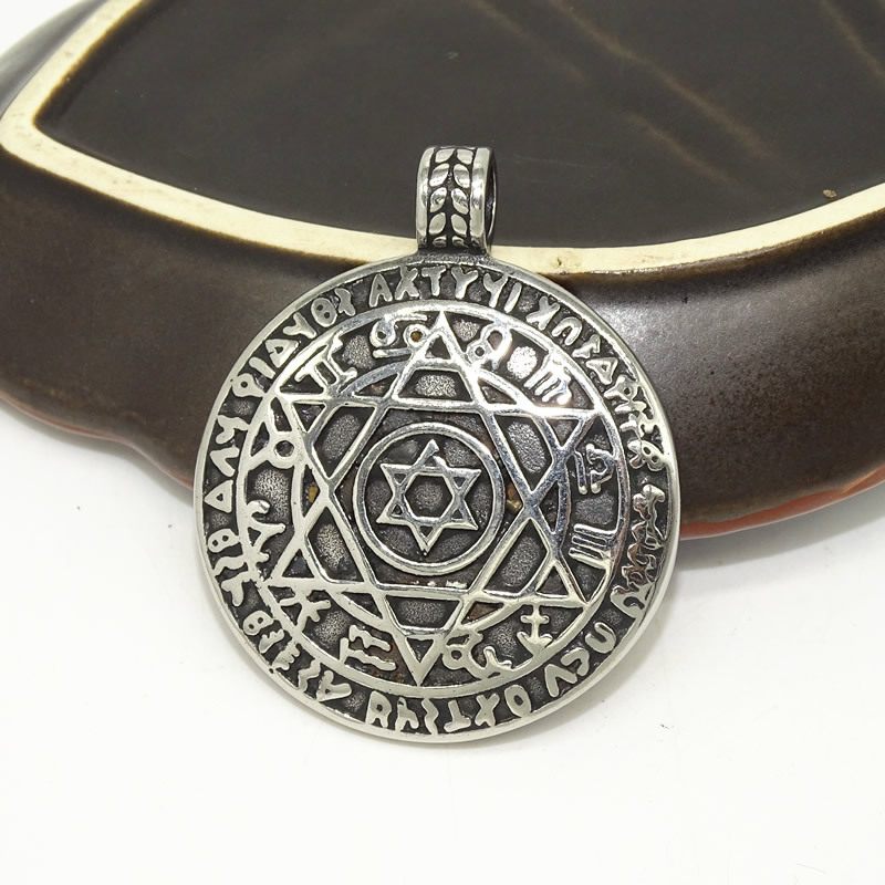 欧美仿旧不锈钢六芒星项链 十二星座封印六芒星
