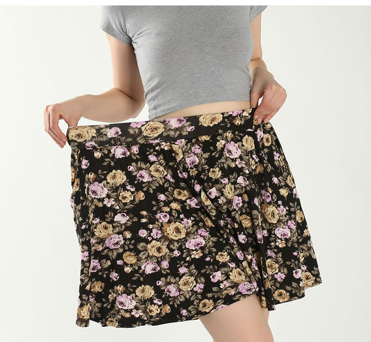 新款春夏秋莫代尔裙裤休闲时尚花裤清爽舒适裤子大码花裙裤短裤