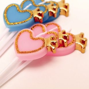 2020新款生日蛋糕蜡烛 简单清纯 金边爱心镀金皇冠 装饰创意蜡烛