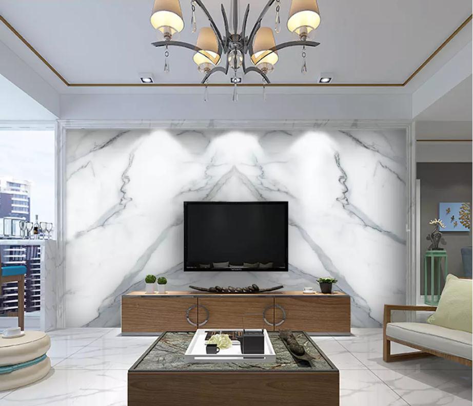 大理石纹元素,通过"减法设计"在家居电视沙发背景墙样式上的现代表现