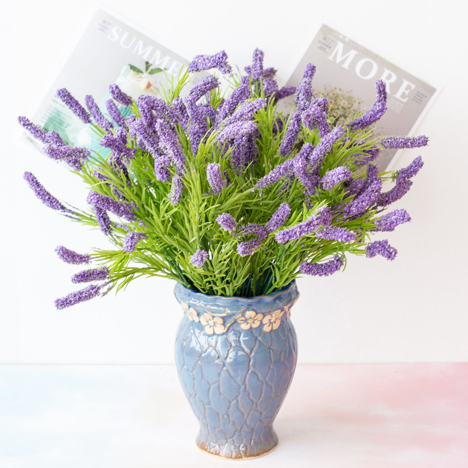 厂家直销泡沫薰衣草假草植物装饰盆栽绿植假花家居室内摆件