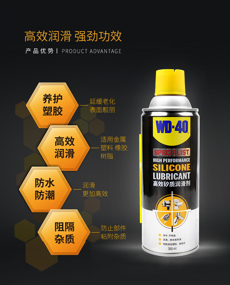 wd-40进口高效矽质润滑剂硅润滑喷剂车窗润滑防水橡胶活化 wd40