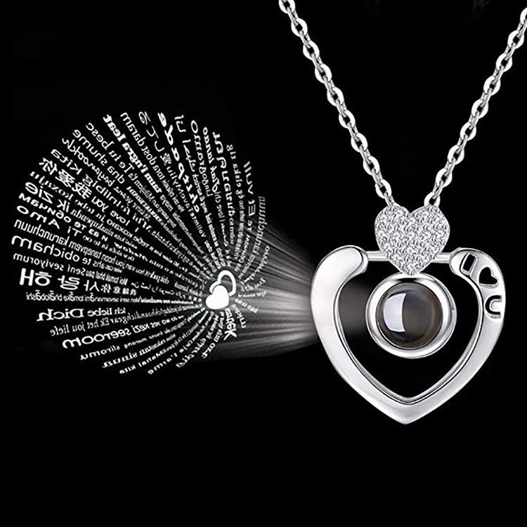 一百种语言我爱你520告白女士流行饰品颈链 微雕不褪色抖音锁骨链