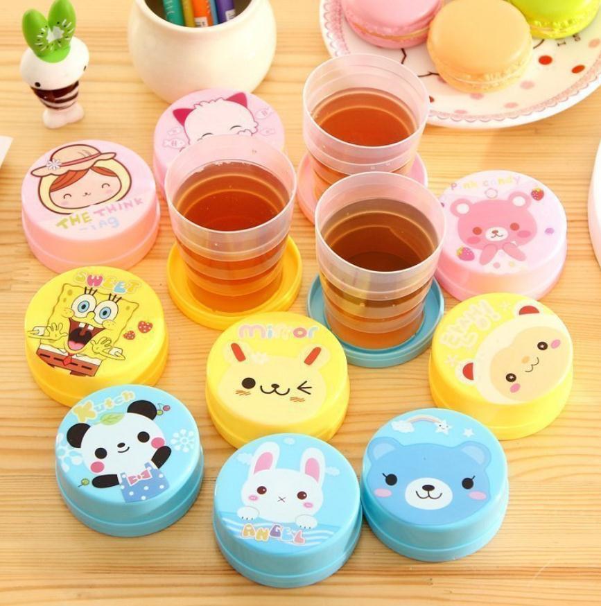 C61 Travel Cartoon Folding Bottle Adjustable Cup Simple Children's Cups Gift 2 Yuan Good Supply