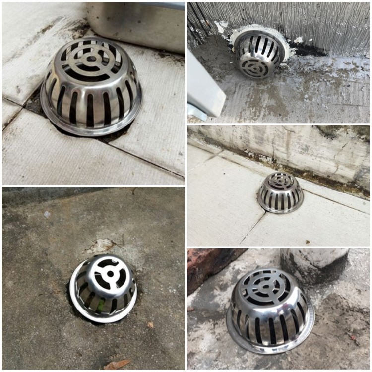 不锈钢天台阳台地漏 户外楼顶雨水斗防堵塞排水口pvc内插圆型地漏