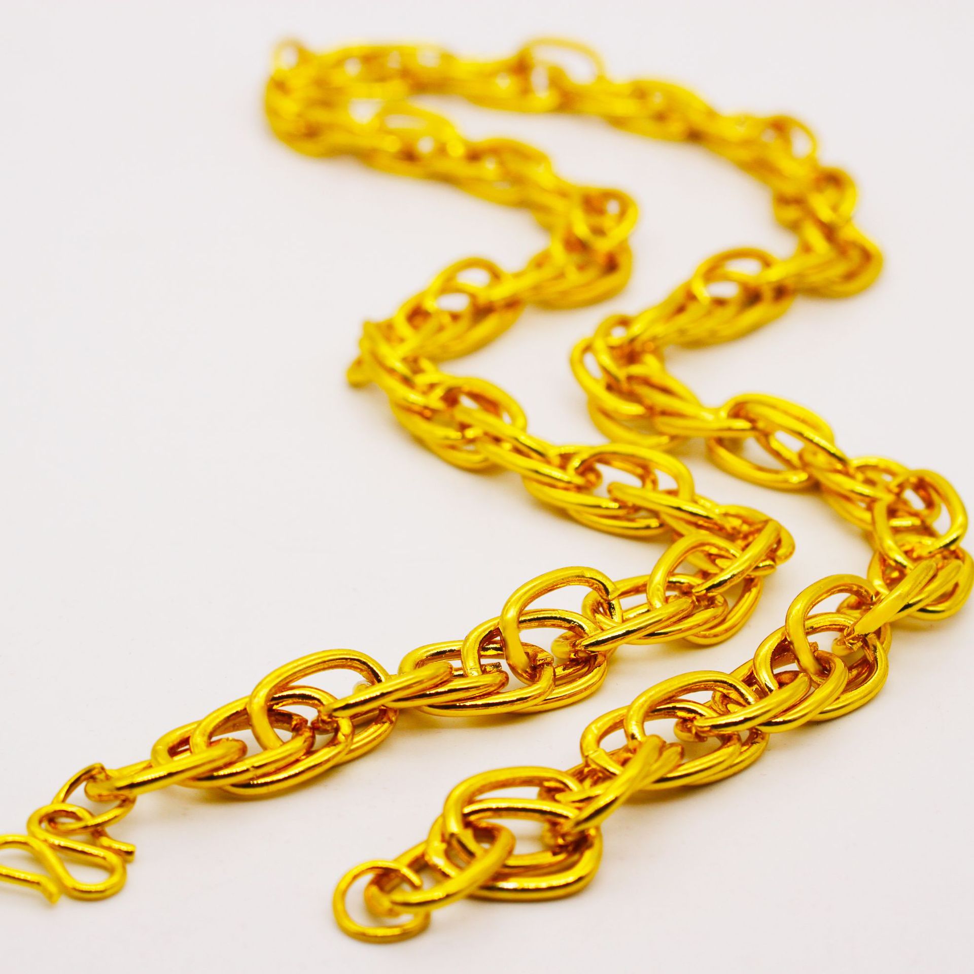 【森罗】10mm镀金大圆扣项链 18k外贸爆款跨境男士仿金项链60cm