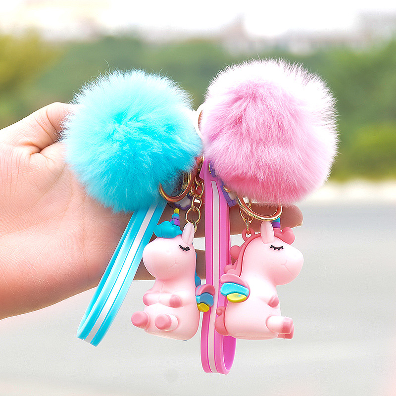 Autumn and Winter Cute Unicorn Plush Cartoon Doll Keychain Student Bag Key Ornament Creative Gifts Wholesale