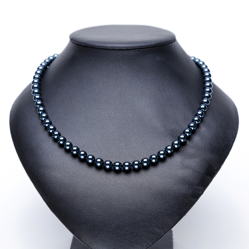 强磁艾灸石磁珠饰品磁珠磁能灸石磁疗项链批发磁灸石项链女7mm