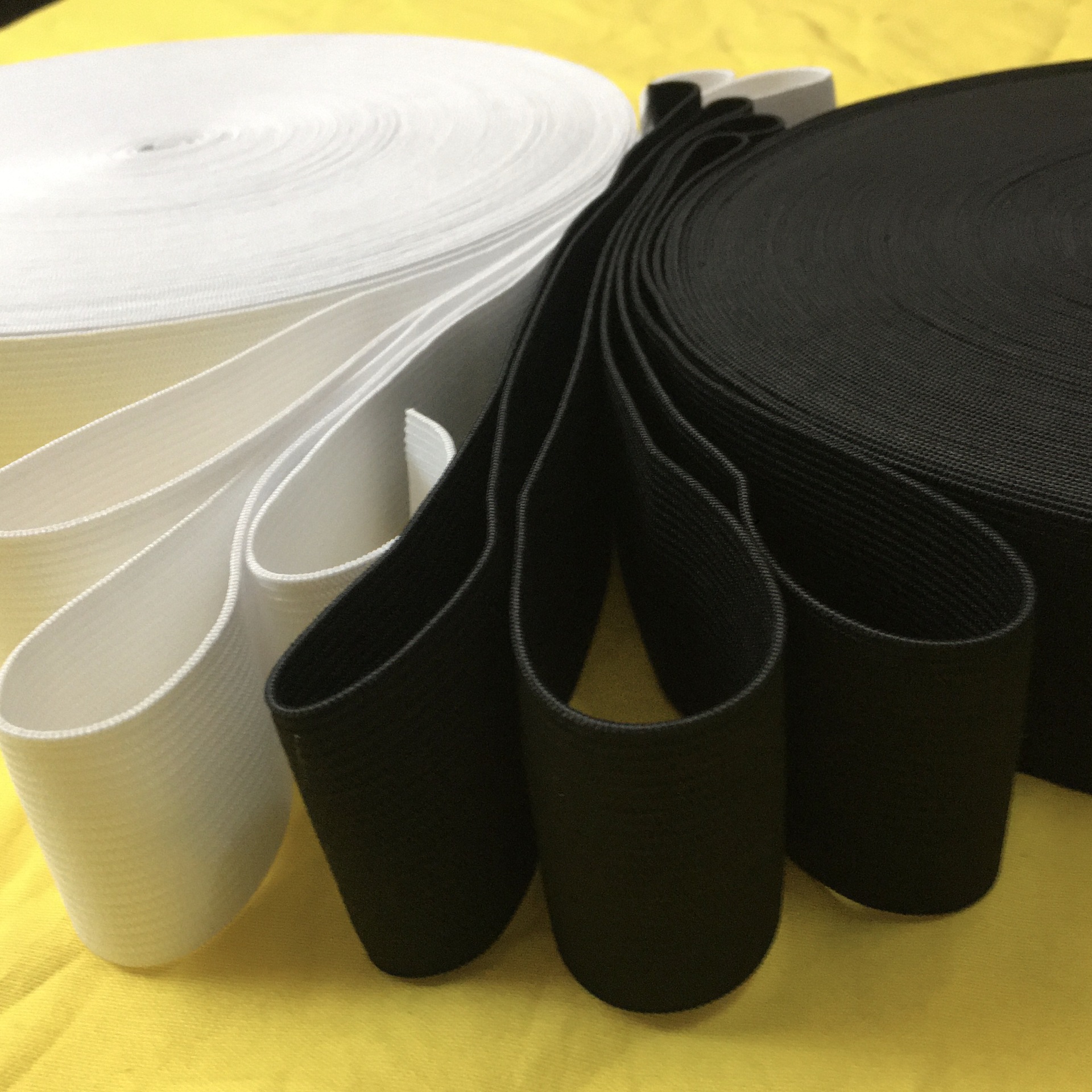 厂家直销 现货(1cm~8.0cm)黑白色 针织弹 橡筋 钩编松紧带