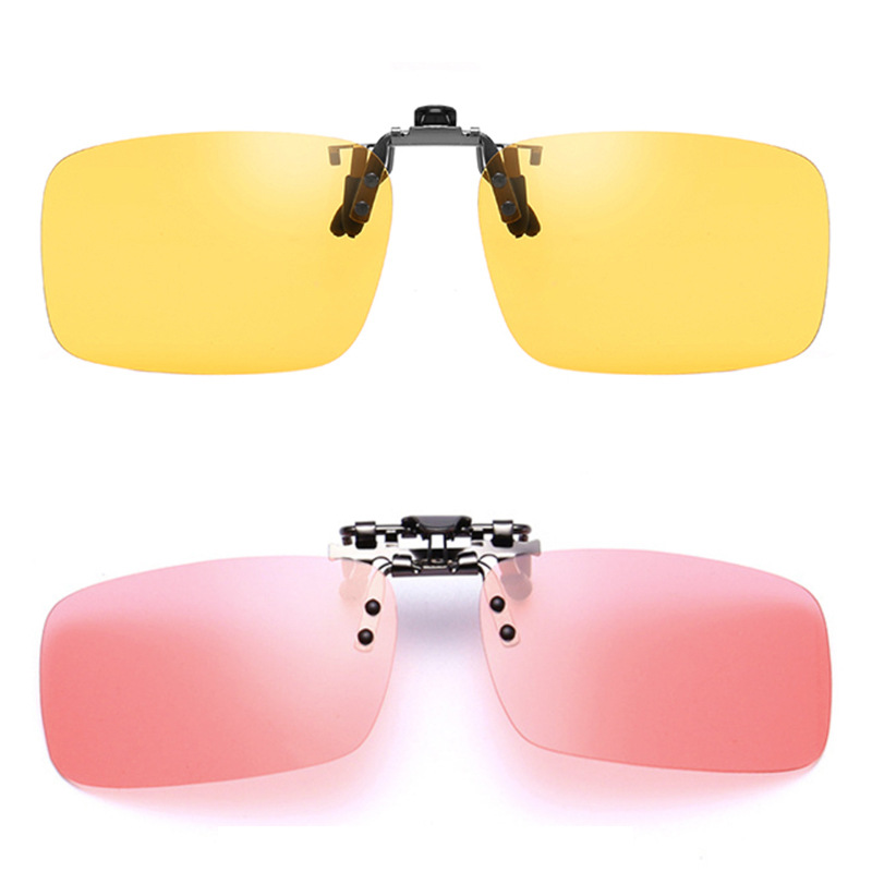 日夜两用偏光夜视黄变色棕近视夹片,不锈钢夹子增光夹片,挂镜