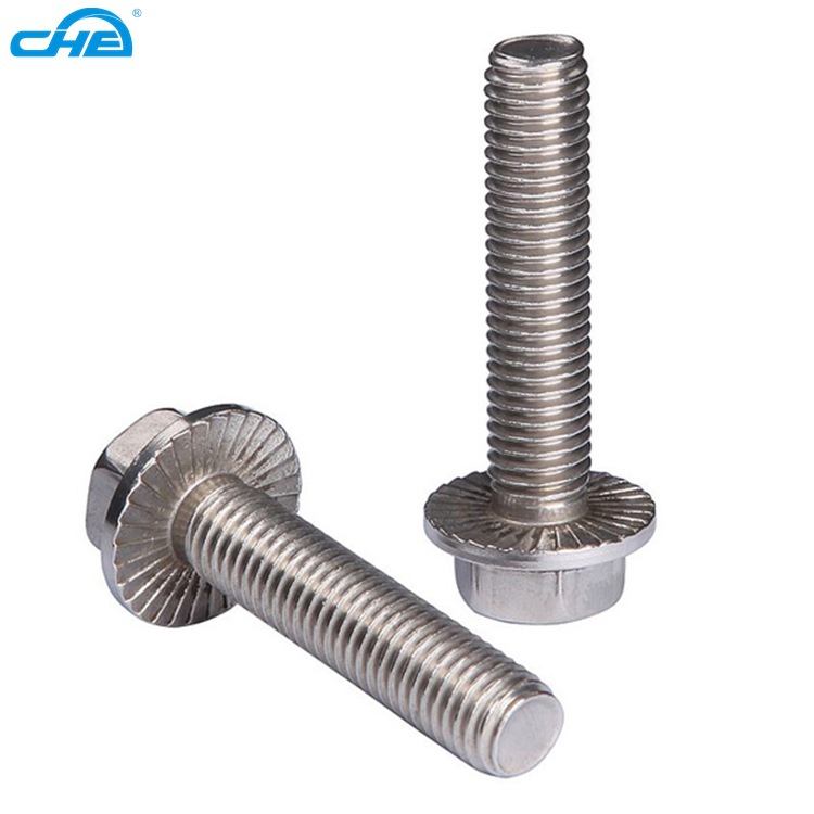 304不锈钢法兰螺丝带花齿 加大带垫防滑螺栓m5 外六角法兰面螺栓