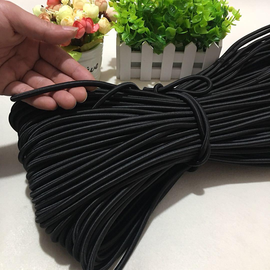 厂家直销 6mm丙纶涤纶丝包芯圆松紧带拉力橡筋黑色躺椅弹力绳现货