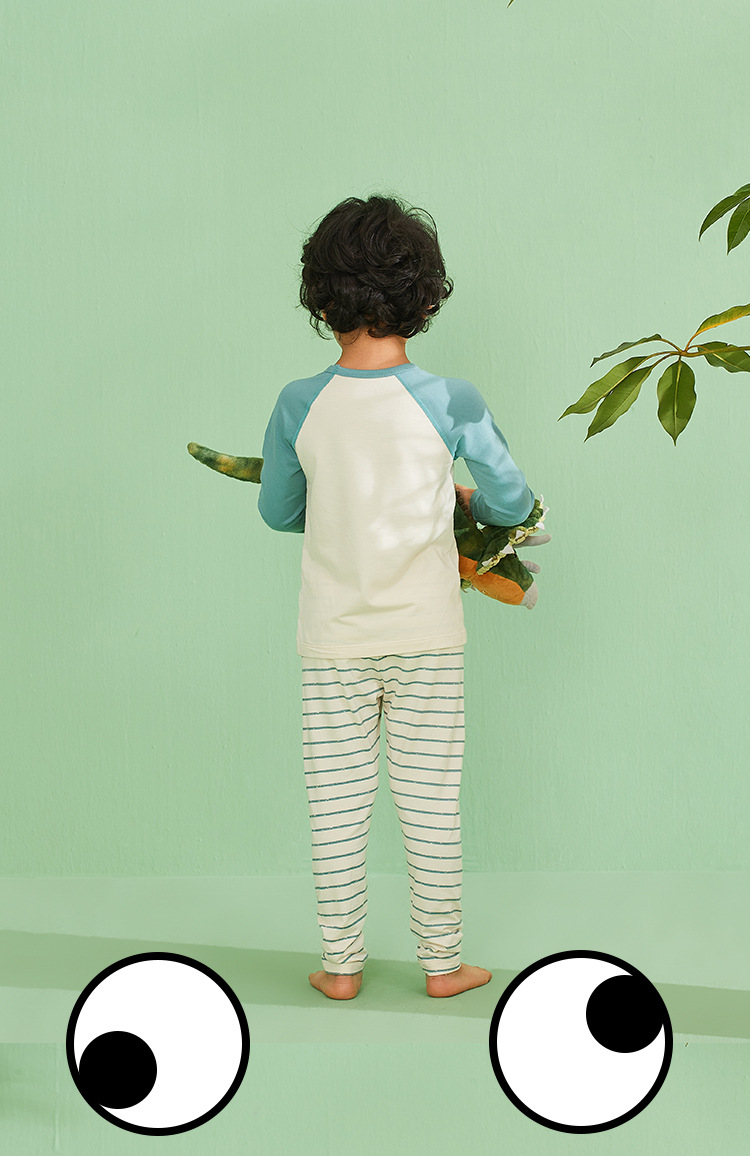 小番薯童装2019秋冬新款男孩恐龙套装婴儿莫代尔衣服儿童秋衣秋裤