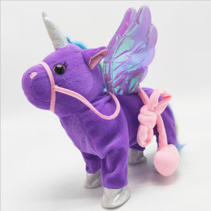 Cross-Border Walking Unicorn Ins Singing Rope Shaking Hip Electric Plush Toy Doll Muppet