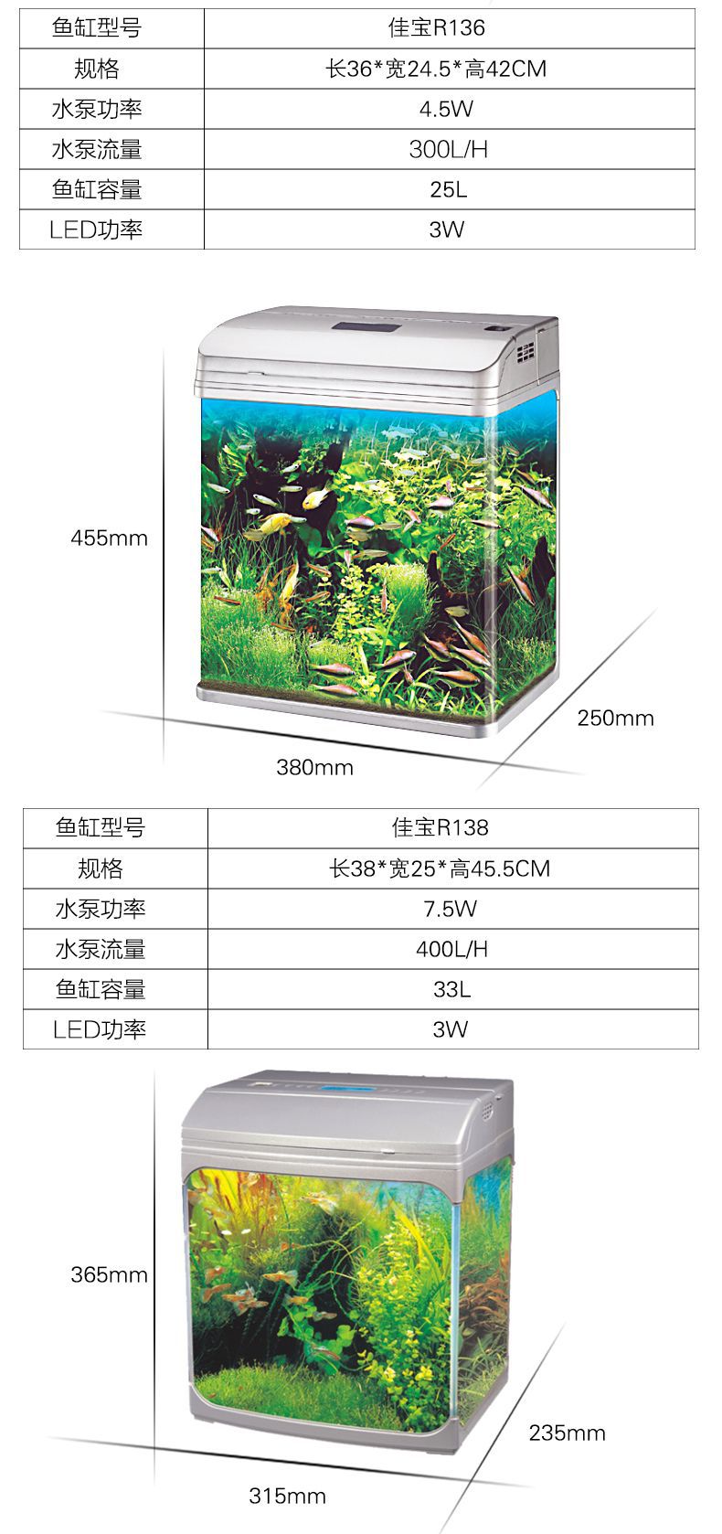 佳宝jebo创意鱼缸水族箱玻璃缸客厅家用小型自洁生态桌面金鱼缸