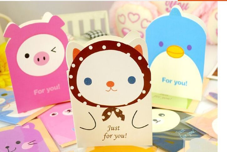 韩国创意可爱动物卡通生日幼儿园小卡片 儿童新年元旦端午节贺卡