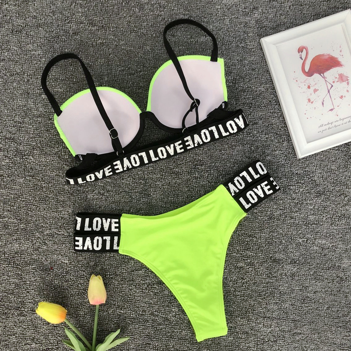 外贸速卖通ebay亚马逊硬包love条比基尼分体泳衣bikini19c272