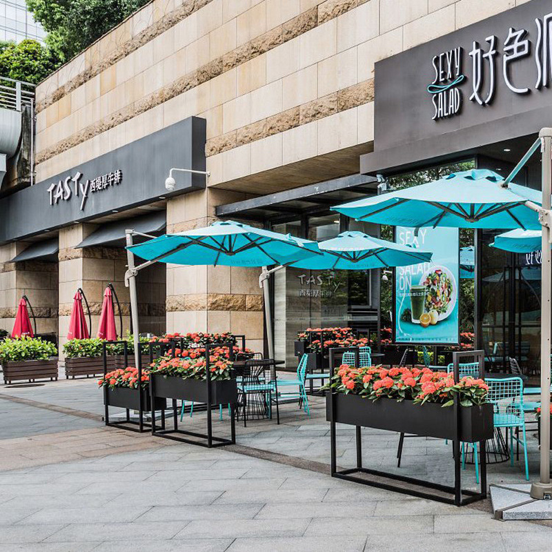 简约户外街道绿植花盘商场外铁艺摆隔断装饰花卉架长方形阳台盆景