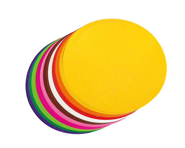 圆形卡纸 彩色卡纸 创意绘画本成长记录卡片 手工纸教学教具33cm