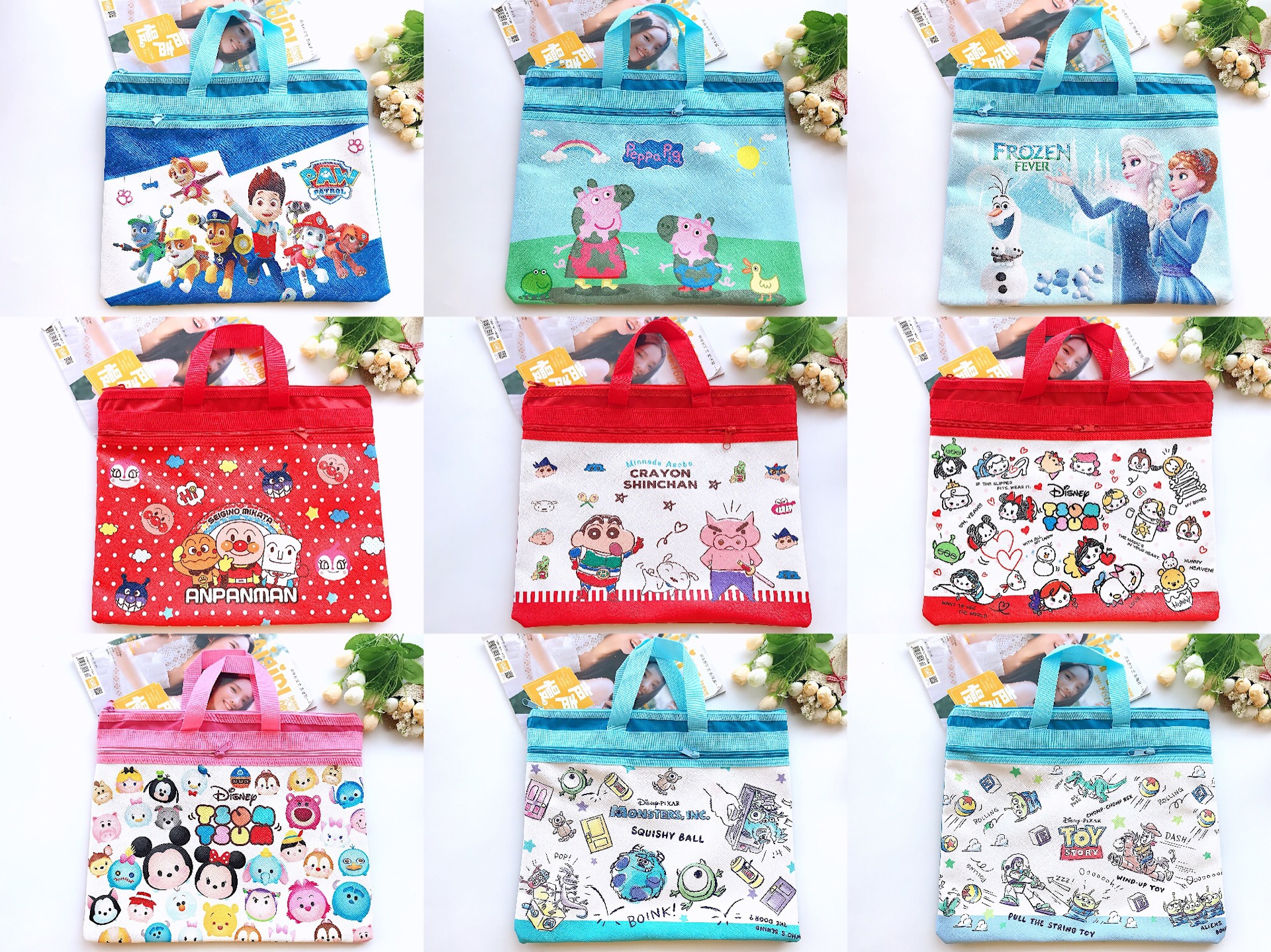 Cartoon Alice File Bag Children's Tutorial Bag Japanese Style Small New Double Small White Double-Layer Portable A4 Bag