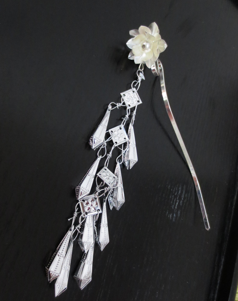 古风发饰苗银流苏发簪古装汉服步仙女摇头饰汉元素发饰