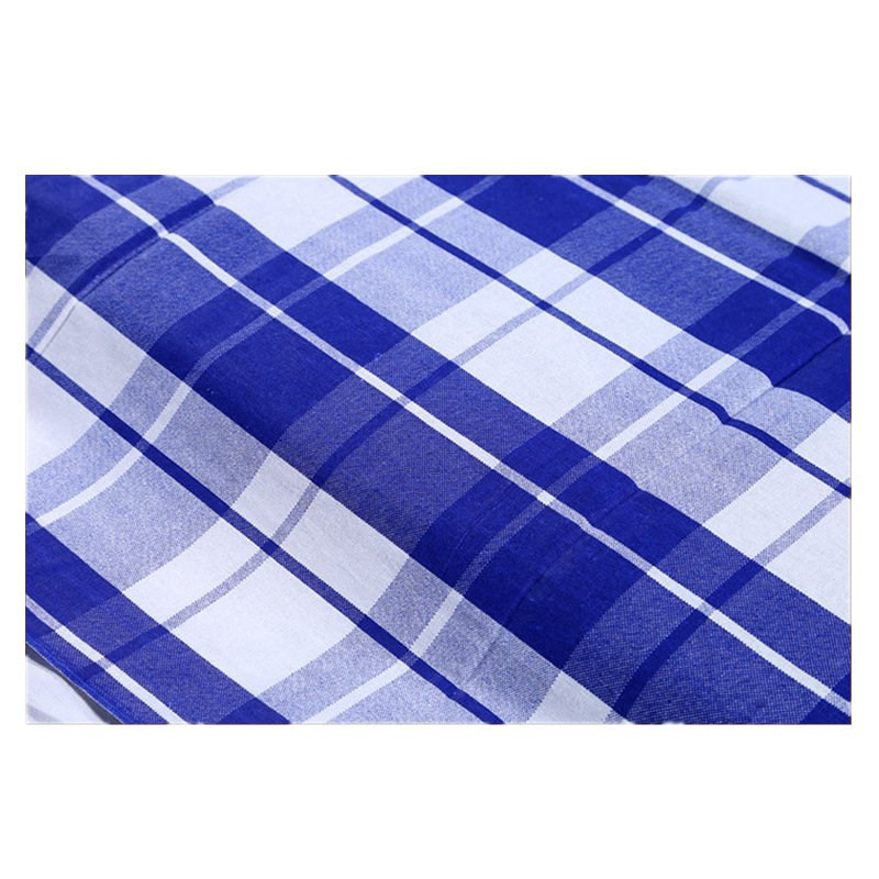 蓝白格床单学校上下铺大学生宿舍单人工地纯棉褥单蓝白格子床单