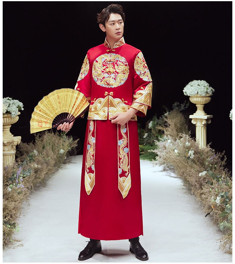 秀禾服男装2020新款中式新郎服古装婚服男唐装中国风龙凤褂男秀禾