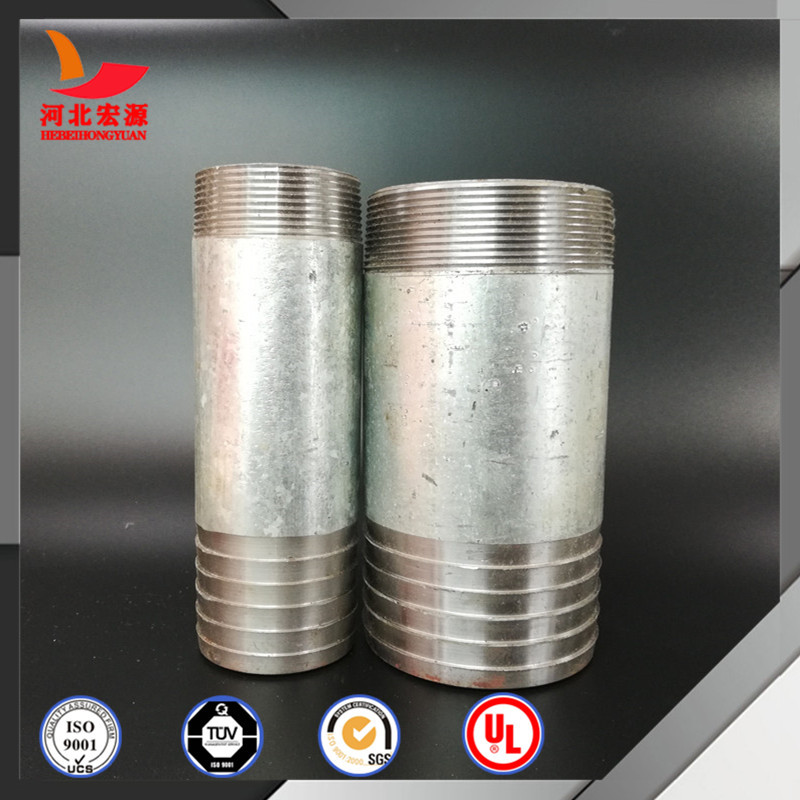 外贸出口1/2-4碳钢镀锌单头马牙扣接头2寸两头同径外丝宝塔接头